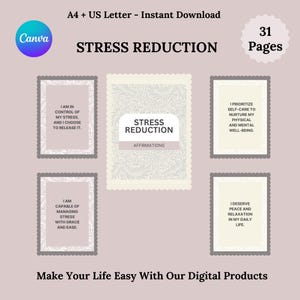 Tarjetas para aliviar el estrés, afirmaciones diarias para el manejo de la ansiedad, tarjetas inspiradoras para la salud mental, superación personal imprimible, descarga instantánea