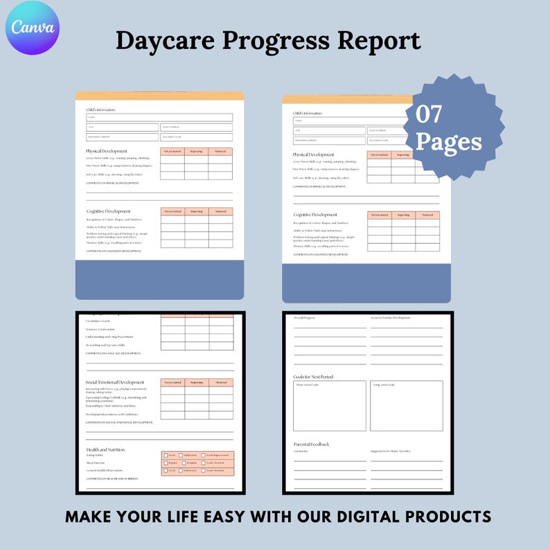Daycare Progress Report Printable Daycare Menu Tracker Child