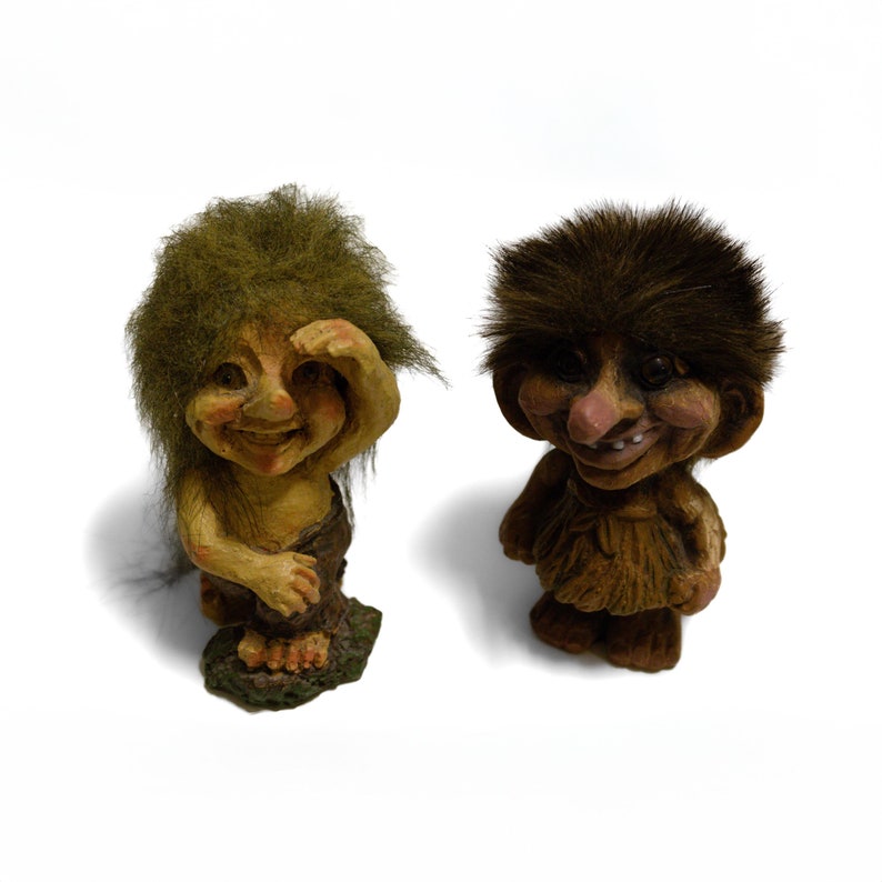 Lot De 2 Trolls Vintage Nyform Norvège – Garçon Et Fille 15 Cm, Collection