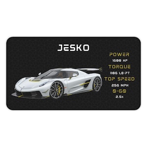 Tappetino per mouse Koenigsegg / Tappetino per mouse per amanti delle auto / Tappetino da scrivania per giocatori di supercar / Regali per appassionati di auto e giocatori