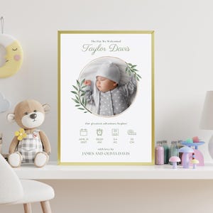 Personalized Baby Birth Stats Print: Newborn Keepsake Nursery Decor