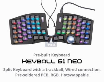 すぐに使えるワイヤレスキーボール、トラックボール付き / 分割