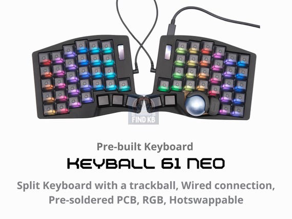Ready to Use Keyball NEO With a Trackball 61 Keys/ Split