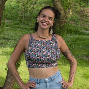Floral backless crop top