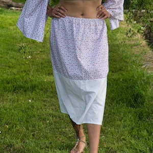 White-trimmed floral skirt