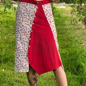 Red floral skirt