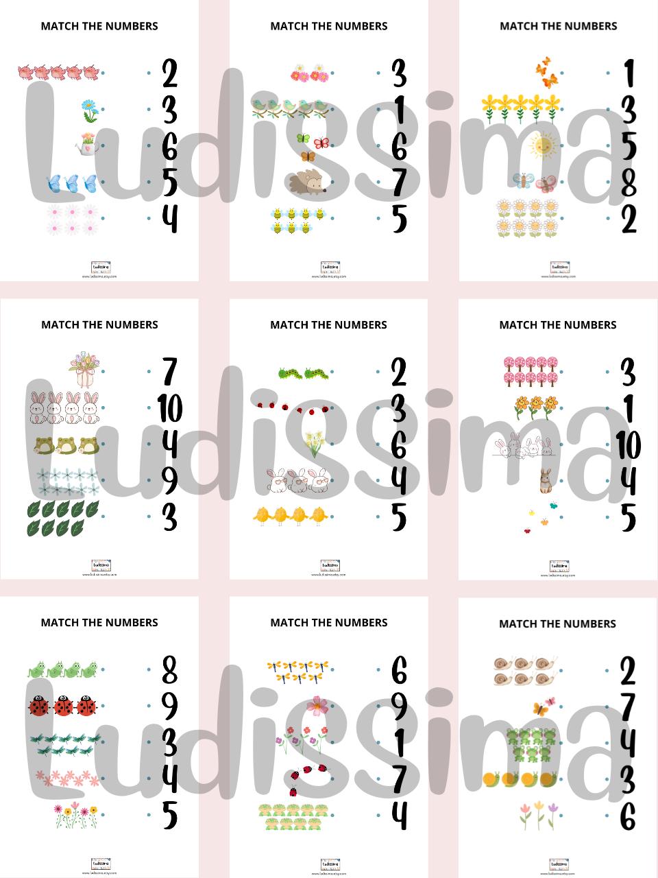 Spring Math Printable for Kids | Count and Match Numbers 1-10 ...