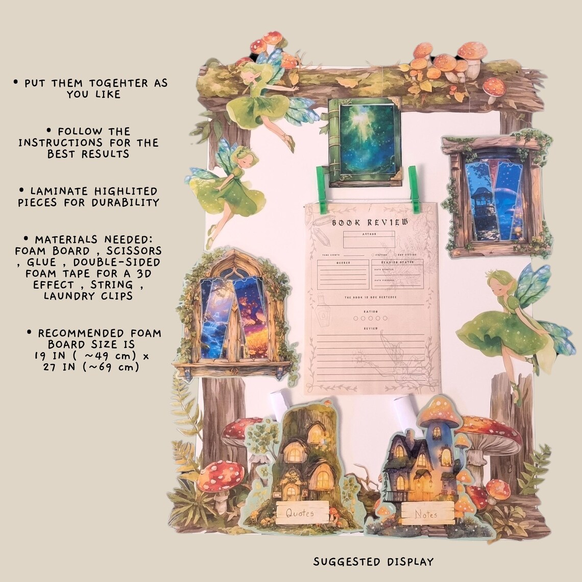 Fantasy Room Wall Decoration Book Reading Board DIY Printable Tracker ...