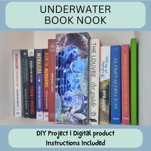 Rincón de libros submarino imprimible, decoración del hogar, regalo para el ratón de biblioteca, rincón de libros DIY, artesanía de papel, océano espeluznante, decoración de biblioteca