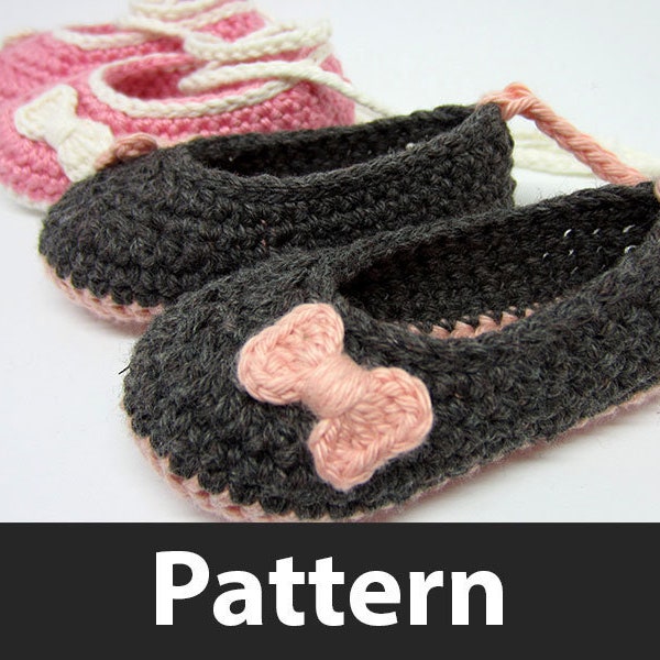 Crochet Pattern - Baby Ballet Flats and Mini Crochet Bows