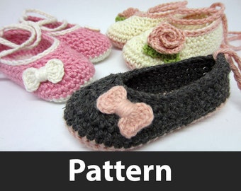 Crochet Pattern - Baby Shoes, Flowers, and Bows