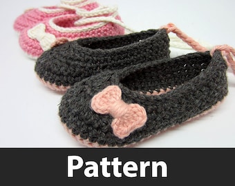 Crochet Pattern - Baby Ballet Flats and Mini Crochet Bows