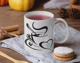 Tea Time Personalised Mug – Custom Name Coffee & Tea Cup – Unique Gift for Tea Lovers, Birthdays, Mother’s Day, Christmas
