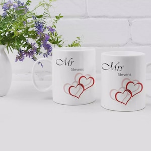 Personalized Mr & Mrs Name Couple Mugs – Custom Wedding or Anniversary Gift