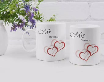 Tazas personalizadas con los nombres de pareja: regalo de boda o aniversario personalizado