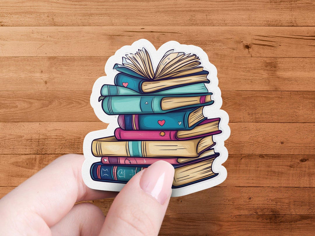 Colorful Book Stack Sticker: Literary Journal Stationery - Etsy