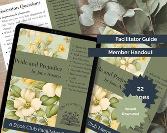 Pride and Prejudice Book Club Kit | Jane Austen Discussion Guide & Member Handouts | Digital Download