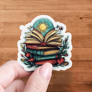 Stack of Books Sticker, Book Lover Gift, Literary Decor, Reading Enthusiast Sticker, Vibrant Book Decal, Bookish Art, Unique Sticker