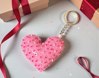 Handgemachte Filz Herz Schlüsselanhänger, Geschenk zum Valentinstag