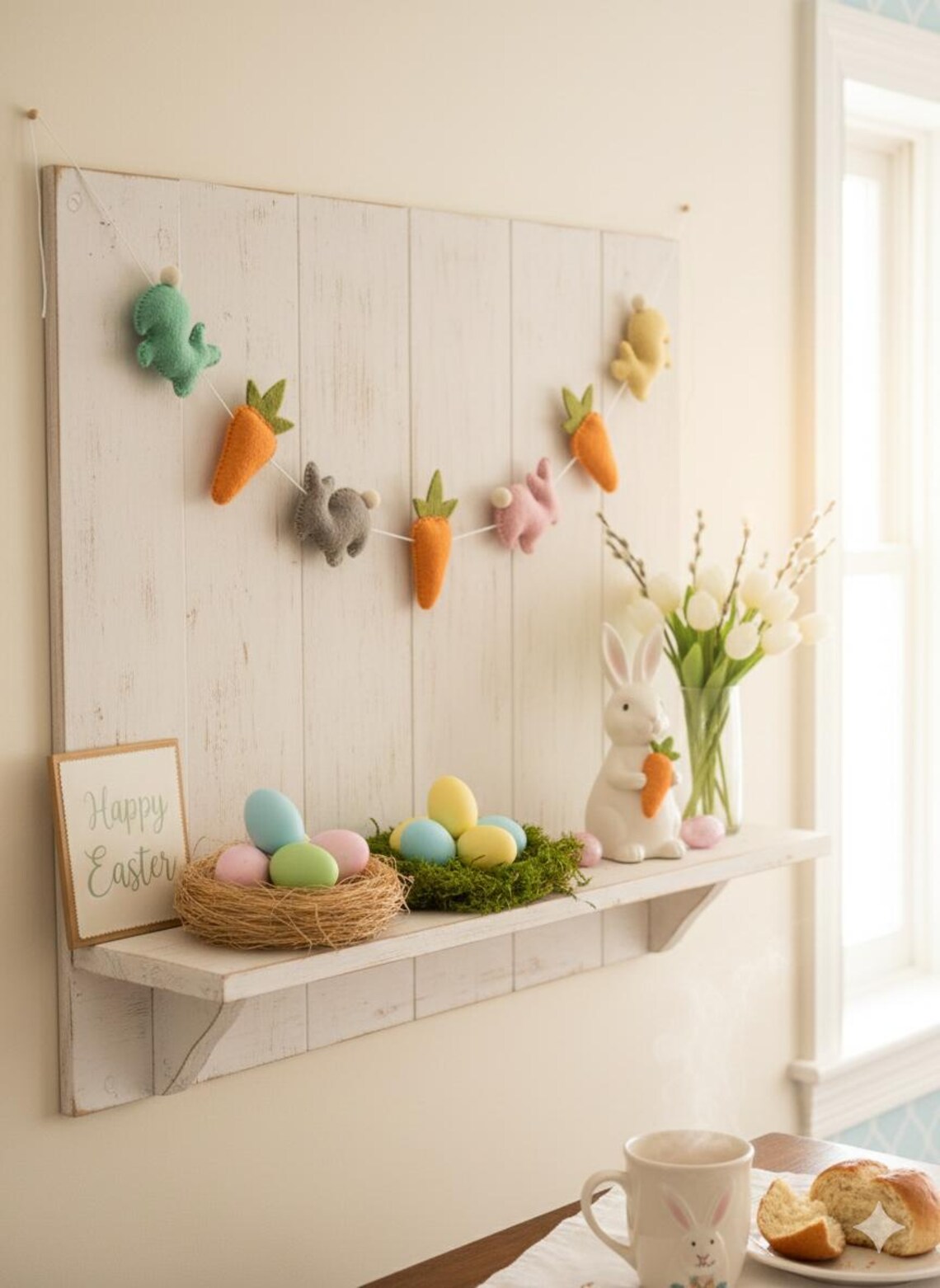 Wool Felt Easter Garland – Bunny & Carrot Spring Decor - Etsy