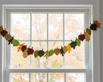 Felt Fall Leaves Garland | Handmade Wool Felt Autumn Decor | Colorful Leaf Banner for Home & Party| Seasonal Hanging Garland