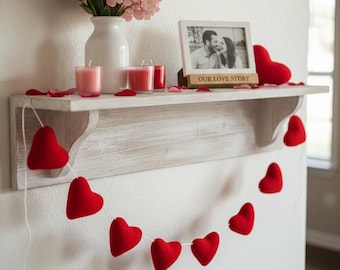 Valentines Hearts Decor Girlande, handgemachte rote Herzen aus Wollfilz Wohnkultur und Geschenke