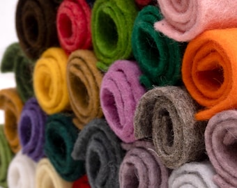 Large Size Wool Felt Sheets: 12x12 inches to 24x24 inches, 3 MM Thickness, Pure Merino Wool Fabric for Sewing & Crafts