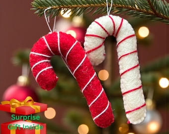 Felt Christmas Candy Canes for Christmas Tree Ornaments