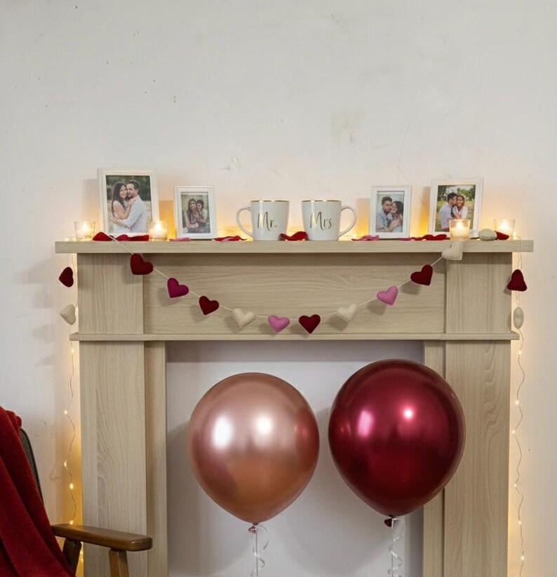 Romantische Herzen Girlande aus Wollfilz, handgefertigt und Wohnaccessoires Bild 5