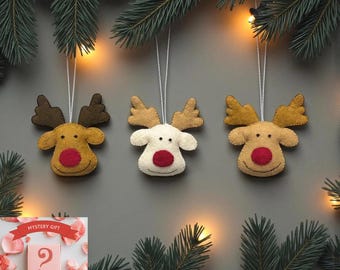Adorno navideño de Rodolfo el Reno de la Nariz Roja / Adorno navideño esponjoso y adorable / Decoración colgante hecha a mano
