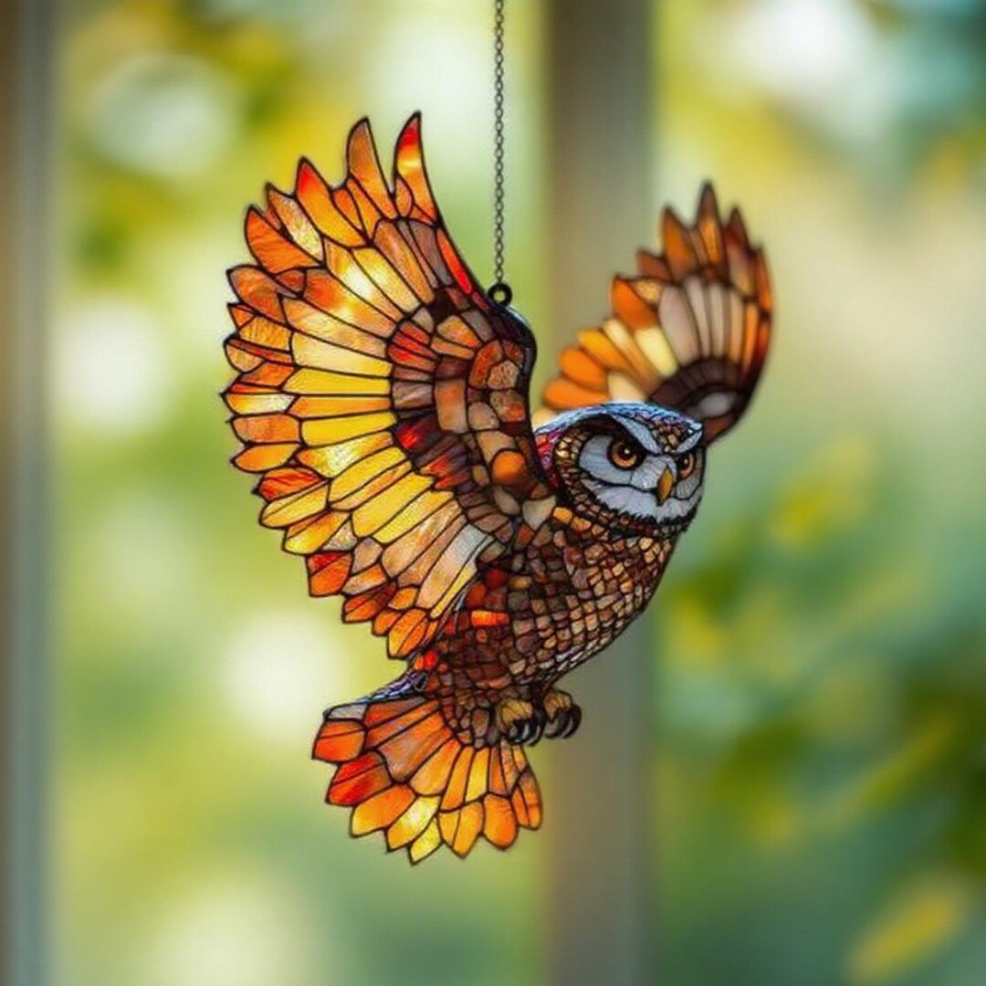 HAOSUM Attrape-soleil En Verre Teinté à Suspendre Pour Fenêtre Motif