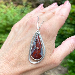 Abstract Agate Silver Statement Pendant, Custom Length Sterling Chain