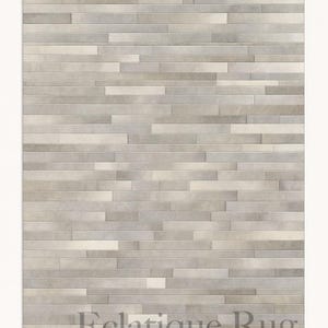 White Leather Cowhide Patchwork Rug: Modern Area Carpet for Living Room