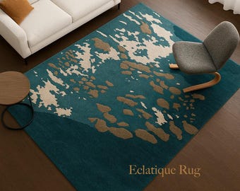 Hand-Tufted Wool Area Rug – Modern Abstract Design Luxury Carpet for Living Room Decor