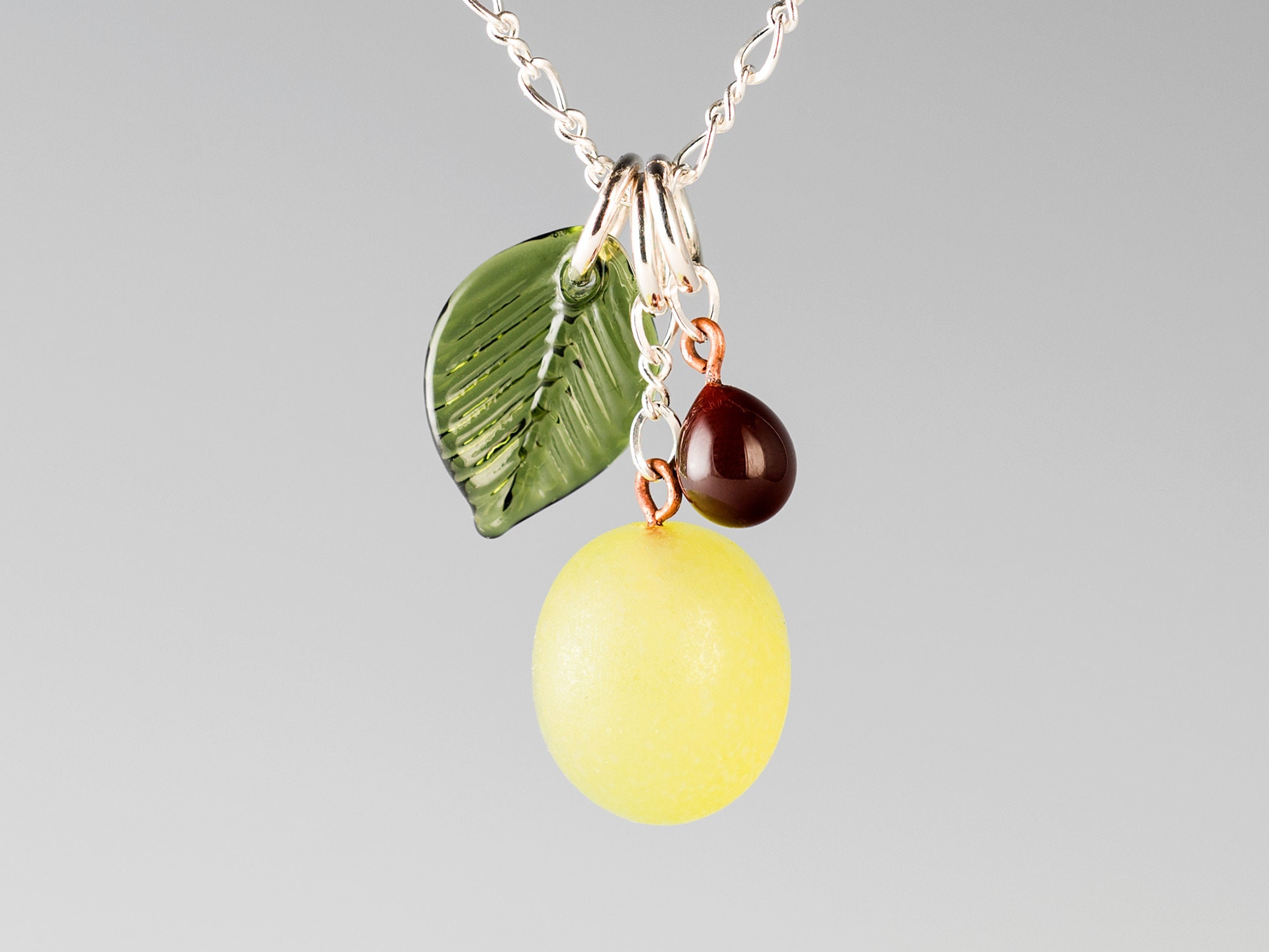 Pregnancy Loss Gift Necklace, 5 & 9 weeks, Glass Apple Seed + Grape w sterling silver or gold-filled, memorial keepsake, Mother's Gift