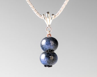 Blueberry Pendant Necklace w 2 hand blown glass blueberries on sterling silver slider and chain by GlassBerries, Mothers Day Gift