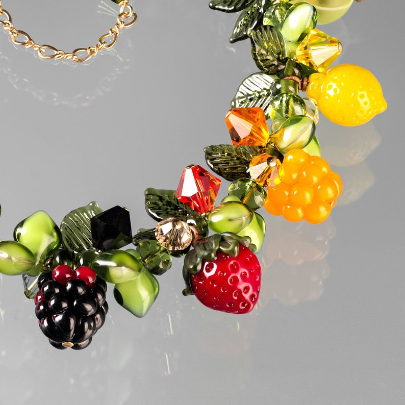 Glass Fruit Bead Necklace 13 Rainbow Colors Short Length on Etsy