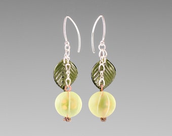 Gooseberry Earrings, hand blown glass gooseberries on sterling silver or gold-filled, nature inspired jewelry, Mothers Day Gift