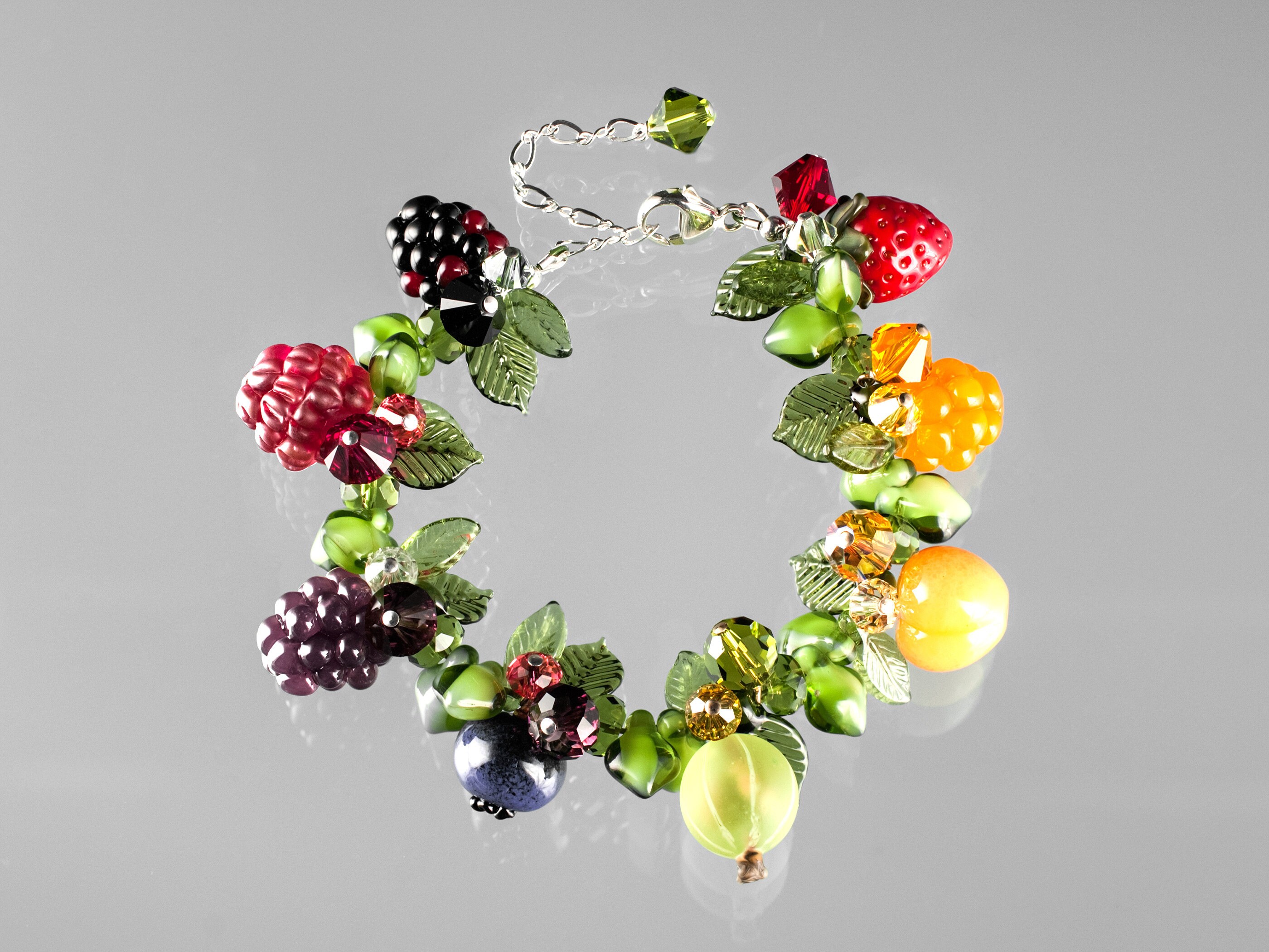 Glass Fruit Bead Bracelet in sterling silver or goldfill Etsy