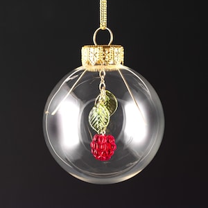 Raspberry Ornament, Holiday Decor, Hand Blown Glass Ornament, Christmas Tree Decor, Bauble Ornament, Clear Glass Ornament, Handmade Ornament