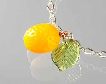 Glass Kumquat Bracelet on sterling silver or gold-filled, hand blown glass art, nature inspired jewelry, Mothers Day Gift