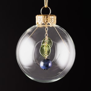 Cute Blueberry Ornament, Hand Blown Glass Ornament, Holiday Decor, Ornament With Birthstone, Clear Bauble Ornament, Christmas Ornament