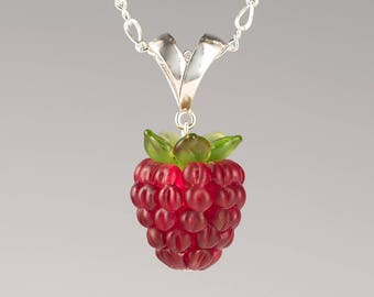 Expecting Mom Gift 8 weeks, Glass Raspberry Necklace sterling silver, motherhood art, baby shower, pregnancy gift, Mothers Day Gift