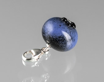 Blueberry Charm, Huckleberry Keychain Charm, Hand Blown Glass Art, Berry Lover Gift, Necklace Charm, Fake Fruit Jewelry, Bracelet Charm