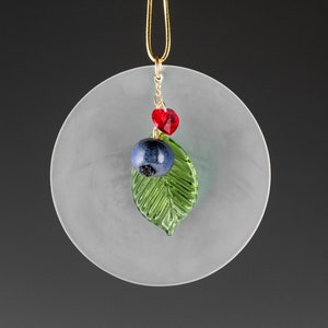 Miscarriage Ornament, 7 weeks, Glass Blueberry Christmas ornament w birthstone, pregnancy loss keepsake, memorial ornament Mother&#39;s Gift