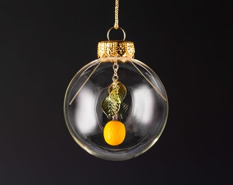 Glass Kumquat  Christmas Ornament: Hand Blown Glass Ornament by Glassberries, housewarming gift, Mothers Day Gift