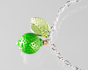 Glass Lime Bracelet on sterling  silver or gold-filled, hand blown glass art, nature inspired jewelry, Mothers Day Gift