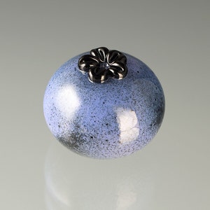 Glass Blueberry sculpture, 1 hand blown glass blueberry, life-sized realistic fruit figurine, glass sculpture, glass art, Mothers Day Gift image 1