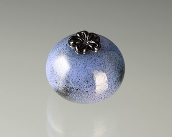Hand blown glass art, 1 Glass Blueberry figurine, realistic and life-sized glass fruit sculpture Graduation Gift