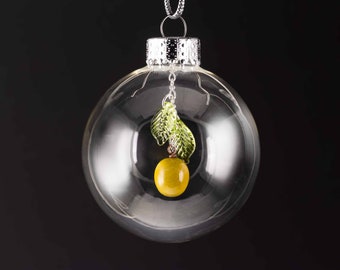 Glass Green Olive Christmas Ornament: Hand Blown Glass Ornament by Glassberries, housewarming gift, Mothers Day Gift
